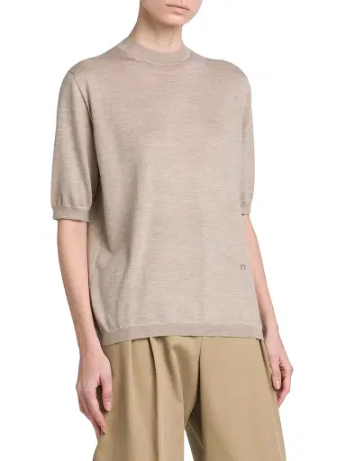 Bottega Veneta Women's Short-Sleeve Cashmere Sweater - Riverbed - Size Large | Thumbnail 4 Bottega Veneta Women's Short-Sleeve Cashmere Sweater - Riverbed - Size Large | Thumbnail 4