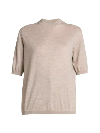 Bottega Veneta Women's Short-Sleeve Cashmere Sweater - Riverbed - Size Large | Thumbnail 1 Bottega Veneta Women's Short-Sleeve Cashmere Sweater - Riverbed - Size Large | Thumbnail 1