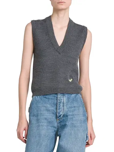 Bottega Veneta Women's Logo Wool Sweater Vest - Thunder | Thumbnail 3 Bottega Veneta Women's Logo Wool Sweater Vest - Thunder | Thumbnail 3