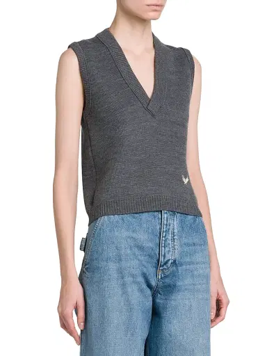 Bottega Veneta Women's Logo Wool Sweater Vest - Thunder | Thumbnail 4 Bottega Veneta Women's Logo Wool Sweater Vest - Thunder | Thumbnail 4