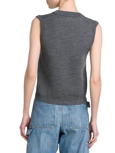 Bottega Veneta Women's Logo Wool Sweater Vest - Thunder | Thumbnail 5 Bottega Veneta Women's Logo Wool Sweater Vest - Thunder | Thumbnail 5