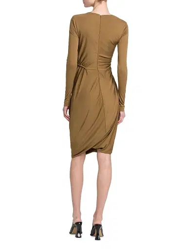 Bottega Veneta Women's Asymmetric Brooch-Embellished Midi-Dress - Acorn - Size 8 | Thumbnail 5 Bottega Veneta Women's Asymmetric Brooch-Embellished Midi-Dress - Acorn - Size 8 | Thumbnail 5