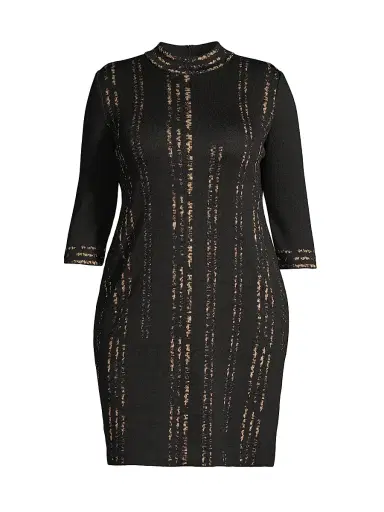 Ming Wang Women's Knit Metallic Mock Turtleneck Dress | Thumbnail 1 Ming Wang Women's Knit Metallic Mock Turtleneck Dress | Thumbnail 1