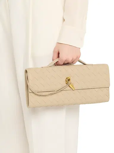 Bottega Veneta Women's Andiamo Intrecciato Leather Top-Handle Clutch - Ecru Muse Brass | Thumbnail 3 Bottega Veneta Women's Andiamo Intrecciato Leather Top-Handle Clutch - Ecru Muse Brass | Thumbnail 3