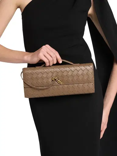 Bottega Veneta Women's Andiamo Intrecciato Leather Top-Handle Clutch - Ecru Muse Brass | Thumbnail 44 Bottega Veneta Women's Andiamo Intrecciato Leather Top-Handle Clutch - Ecru Muse Brass | Thumbnail 44