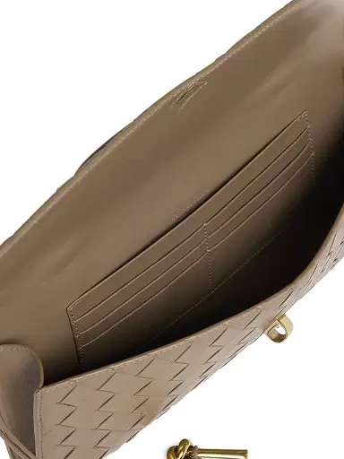 Bottega Veneta Women's Andiamo Intrecciato Leather Top-Handle Clutch - Ecru Muse Brass | Thumbnail 45 Bottega Veneta Women's Andiamo Intrecciato Leather Top-Handle Clutch - Ecru Muse Brass | Thumbnail 45