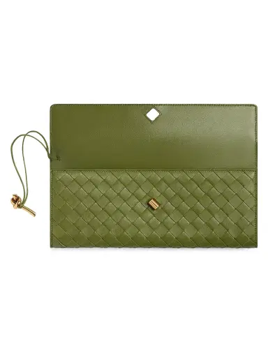 Bottega Veneta Women's Andiamo Intrecciato Leather Top-Handle Clutch - Ecru Muse Brass | Thumbnail 60 Bottega Veneta Women's Andiamo Intrecciato Leather Top-Handle Clutch - Ecru Muse Brass | Thumbnail 60