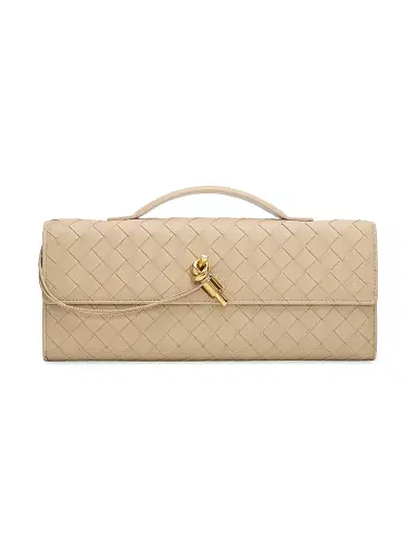 Bottega Veneta Women's Andiamo Intrecciato Leather Top-Handle Clutch - Ecru Muse Brass | Thumbnail 1 Bottega Veneta Women's Andiamo Intrecciato Leather Top-Handle Clutch - Ecru Muse Brass | Thumbnail 1