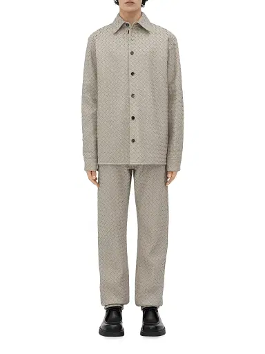 Bottega Veneta Men's Intrecciato Leather Shirt Jacket | Thumbnail 2 Bottega Veneta Men's Intrecciato Leather Shirt Jacket | Thumbnail 2