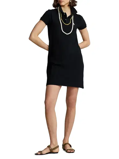Polo Ralph Lauren Women's Cotton Mesh Short-Sleeve Polo Dress - Polo Black | Thumbnail 2 Polo Ralph Lauren Women's Cotton Mesh Short-Sleeve Polo Dress - Polo Black | Thumbnail 2
