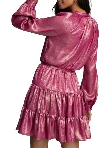 Robert Graham Women's Sydney Metallic Tiered Minidress - Pink | Thumbnail 4 Robert Graham Women's Sydney Metallic Tiered Minidress - Pink | Thumbnail 4