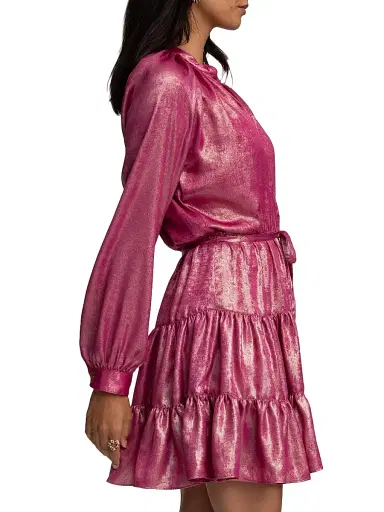Robert Graham Women's Sydney Metallic Tiered Minidress - Pink | Thumbnail 8 Robert Graham Women's Sydney Metallic Tiered Minidress - Pink | Thumbnail 8