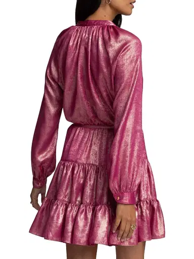 Robert Graham Women's Sydney Metallic Tiered Minidress - Pink | Thumbnail 9 Robert Graham Women's Sydney Metallic Tiered Minidress - Pink | Thumbnail 9