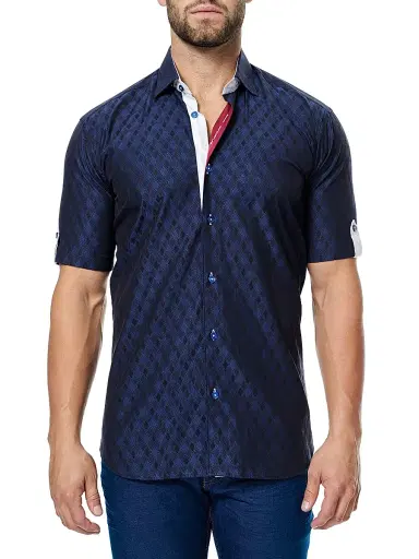 Maceoo Men's Fresh Losange Shirt - Blue | Thumbnail 6 Maceoo Men's Fresh Losange Shirt - Blue | Thumbnail 6