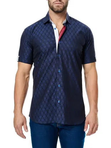 Maceoo Men's Fresh Losange Shirt - Blue | Thumbnail 1 Maceoo Men's Fresh Losange Shirt - Blue | Thumbnail 1