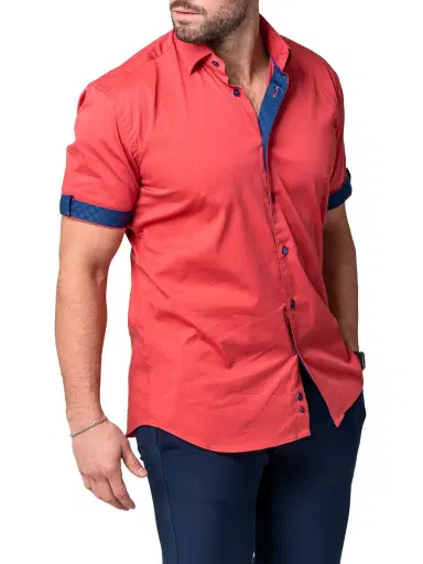 Maceoo Men's Galileo Sleek Shirt - Orange | Thumbnail 3 Maceoo Men's Galileo Sleek Shirt - Orange | Thumbnail 3