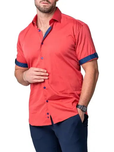 Maceoo Men's Galileo Sleek Shirt - Orange | Thumbnail 4 Maceoo Men's Galileo Sleek Shirt - Orange | Thumbnail 4