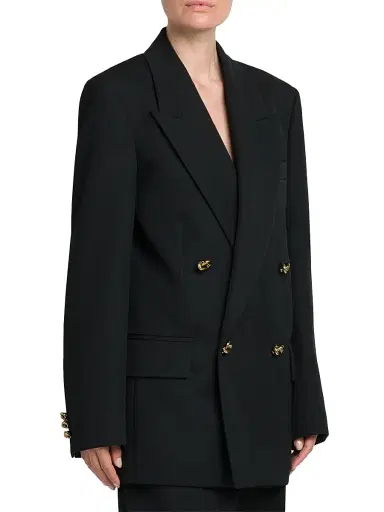 Bottega Veneta Women's Double-Breasted Wool Twill Blazer - Black - Size 4 | Thumbnail 4 Bottega Veneta Women's Double-Breasted Wool Twill Blazer - Black - Size 4 | Thumbnail 4