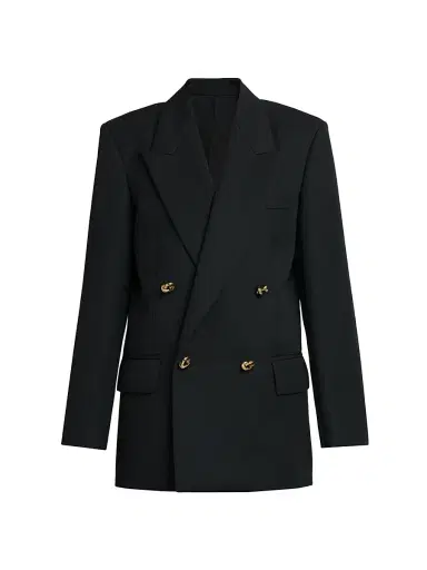 Bottega Veneta Women's Double-Breasted Wool Twill Blazer - Black - Size 4 | Thumbnail 1 Bottega Veneta Women's Double-Breasted Wool Twill Blazer - Black - Size 4 | Thumbnail 1