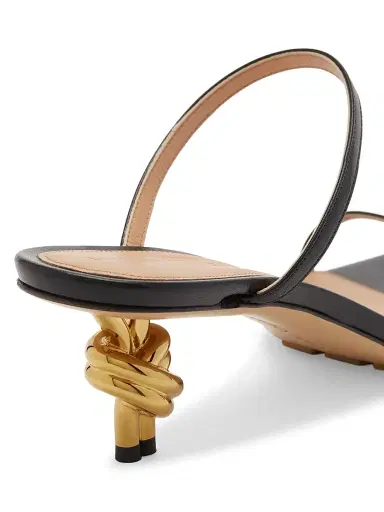 Bottega Veneta Women's 45MM Knot Heel Leather Sandals - Black | Thumbnail 6 Bottega Veneta Women's 45MM Knot Heel Leather Sandals - Black | Thumbnail 6