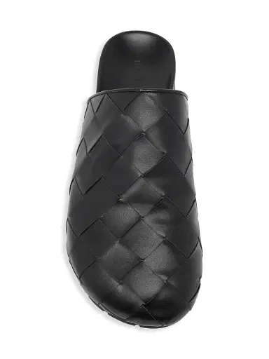 Bottega Veneta Men's Reggie Intrecciato Leather Mules - Black | Thumbnail 5 Bottega Veneta Men's Reggie Intrecciato Leather Mules - Black | Thumbnail 5