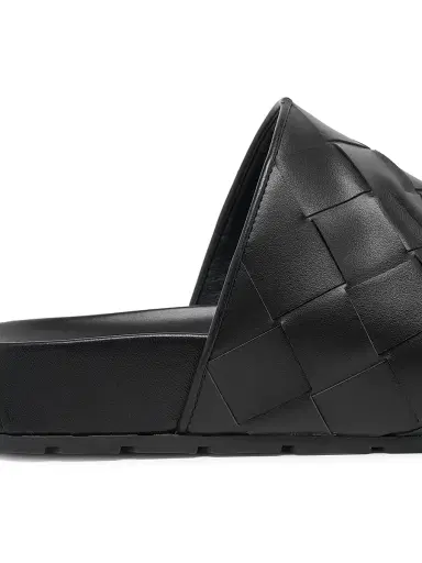 Bottega Veneta Men's Reggie Intrecciato Leather Mules - Black | Thumbnail 7 Bottega Veneta Men's Reggie Intrecciato Leather Mules - Black | Thumbnail 7