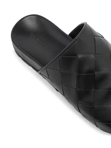 Bottega Veneta Men's Reggie Intrecciato Leather Mules - Black | Thumbnail 8 Bottega Veneta Men's Reggie Intrecciato Leather Mules - Black | Thumbnail 8