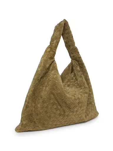 Bottega Veneta Women's Large Hop Intrecciato Suede Hobo Bag - Mud Brass | Thumbnail 3 Bottega Veneta Women's Large Hop Intrecciato Suede Hobo Bag - Mud Brass | Thumbnail 3