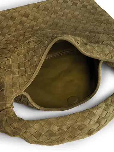 Bottega Veneta Women's Large Hop Intrecciato Suede Hobo Bag - Mud Brass | Thumbnail 4 Bottega Veneta Women's Large Hop Intrecciato Suede Hobo Bag - Mud Brass | Thumbnail 4