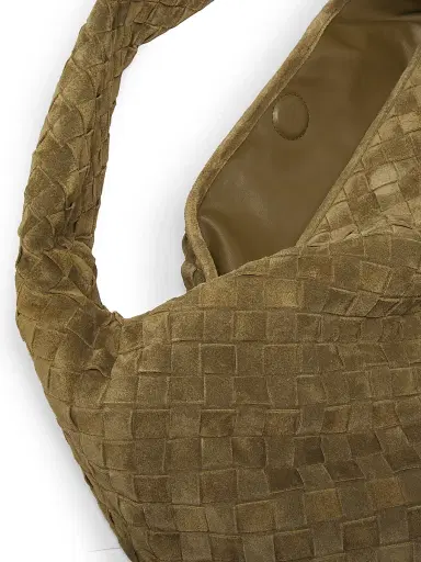 Bottega Veneta Women's Large Hop Intrecciato Suede Hobo Bag - Mud Brass | Thumbnail 6 Bottega Veneta Women's Large Hop Intrecciato Suede Hobo Bag - Mud Brass | Thumbnail 6