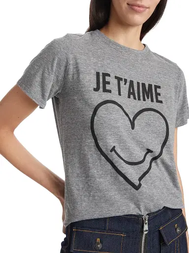 Cinq à Sept Women's Smiling Heart Crewneck T-Shirt - Heather Grey Black | Thumbnail 6 Cinq à Sept Women's Smiling Heart Crewneck T-Shirt - Heather Grey Black | Thumbnail 6