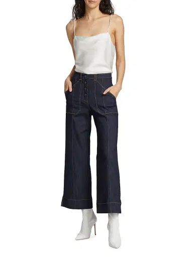 Cinq à Sept Women's Benji Mid-Rise Wide-Leg Jeans - Indigo | Thumbnail 2 Cinq à Sept Women's Benji Mid-Rise Wide-Leg Jeans - Indigo | Thumbnail 2