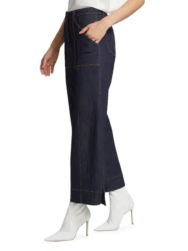 Cinq à Sept Women's Benji Mid-Rise Wide-Leg Jeans - Indigo | Thumbnail 4 Cinq à Sept Women's Benji Mid-Rise Wide-Leg Jeans - Indigo | Thumbnail 4