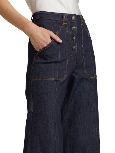 Cinq à Sept Women's Benji Mid-Rise Wide-Leg Jeans - Indigo | Thumbnail 6 Cinq à Sept Women's Benji Mid-Rise Wide-Leg Jeans - Indigo | Thumbnail 6