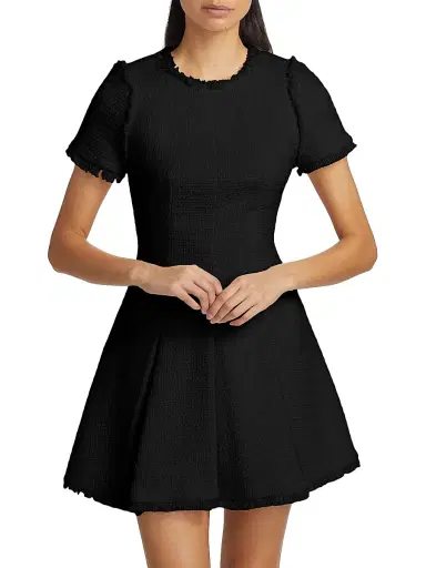 Cinq à Sept Women's Nova Cotton Tweed Minidress - Black | Thumbnail 3 Cinq à Sept Women's Nova Cotton Tweed Minidress - Black | Thumbnail 3