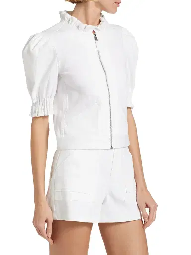 Cinq à Sept Women's Anabella Ruffled Zip Jacket - White | Thumbnail 4 Cinq à Sept Women's Anabella Ruffled Zip Jacket - White | Thumbnail 4