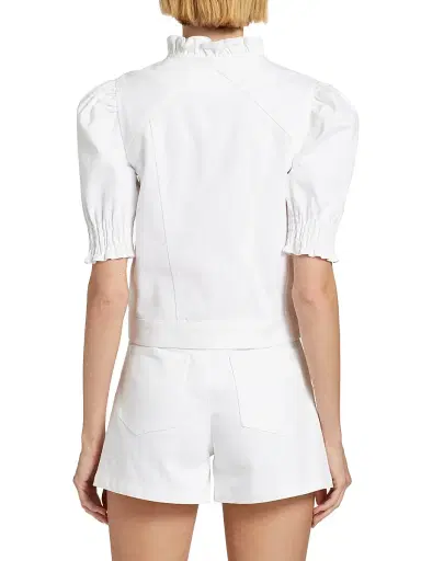 Cinq à Sept Women's Anabella Ruffled Zip Jacket - White | Thumbnail 5 Cinq à Sept Women's Anabella Ruffled Zip Jacket - White | Thumbnail 5