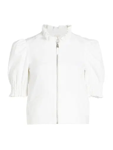 Cinq à Sept Women's Anabella Ruffled Zip Jacket - White | Thumbnail 1 Cinq à Sept Women's Anabella Ruffled Zip Jacket - White | Thumbnail 1