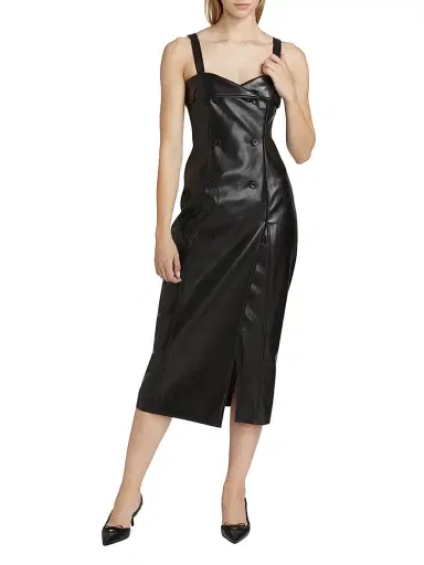 Cinq à Sept Women's Tessa Faux Leather Midi-Dress - Black | Thumbnail 2 Cinq à Sept Women's Tessa Faux Leather Midi-Dress - Black | Thumbnail 2