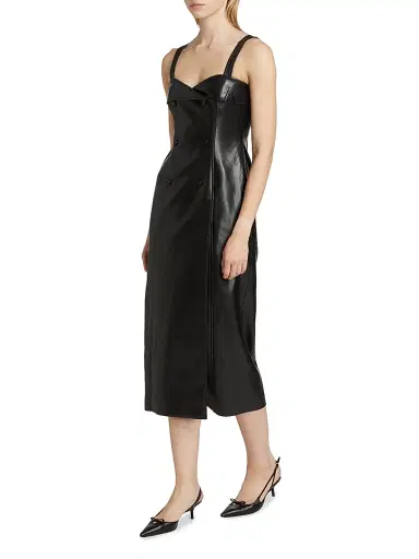 Cinq à Sept Women's Tessa Faux Leather Midi-Dress - Black | Thumbnail 4 Cinq à Sept Women's Tessa Faux Leather Midi-Dress - Black | Thumbnail 4