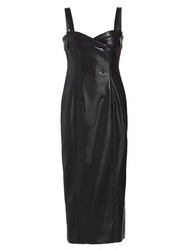 Cinq à Sept Women's Tessa Faux Leather Midi-Dress - Black | Thumbnail 1 Cinq à Sept Women's Tessa Faux Leather Midi-Dress - Black | Thumbnail 1