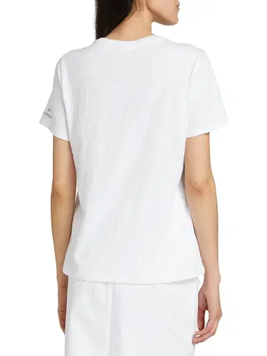 Cinq à Sept Women's Bonjour Smiling Heat Graphic Cotton T-Shirt - White Black | Thumbnail 5 Cinq à Sept Women's Bonjour Smiling Heat Graphic Cotton T-Shirt - White Black | Thumbnail 5