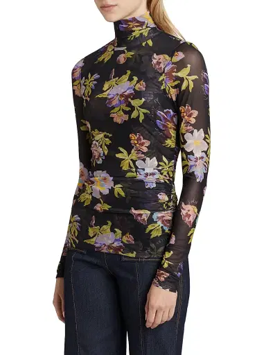 Cinq à Sept Women's Bridgette Floral Mesh Turtleneck Top - Black Multi | Thumbnail 4 Cinq à Sept Women's Bridgette Floral Mesh Turtleneck Top - Black Multi | Thumbnail 4
