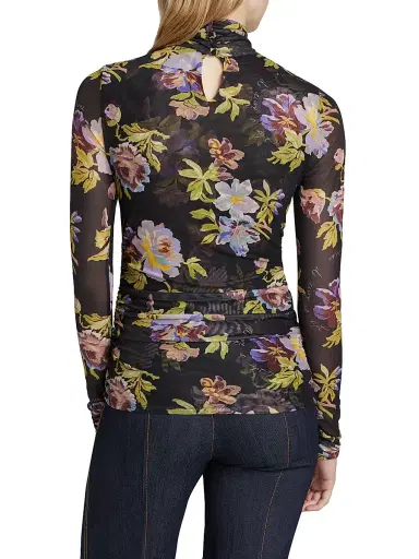 Cinq à Sept Women's Bridgette Floral Mesh Turtleneck Top - Black Multi | Thumbnail 5 Cinq à Sept Women's Bridgette Floral Mesh Turtleneck Top - Black Multi | Thumbnail 5