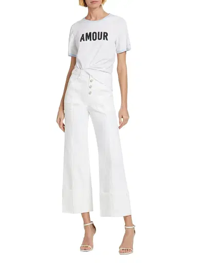 Cinq à Sept Women's Benji Twill Cotton-Blend Cuffed Flare Pants - White | Thumbnail 2 Cinq à Sept Women's Benji Twill Cotton-Blend Cuffed Flare Pants - White | Thumbnail 2