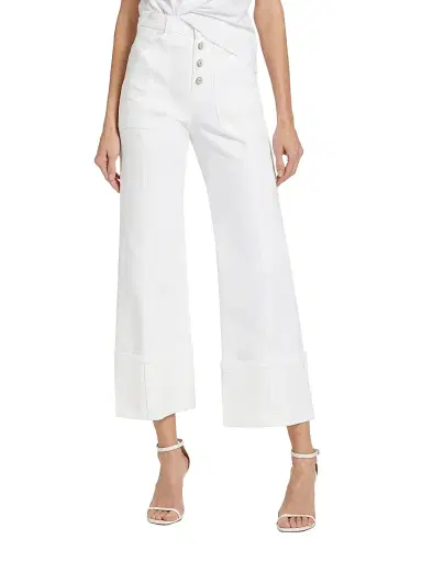Cinq à Sept Women's Benji Twill Cotton-Blend Cuffed Flare Pants - White | Thumbnail 3 Cinq à Sept Women's Benji Twill Cotton-Blend Cuffed Flare Pants - White | Thumbnail 3