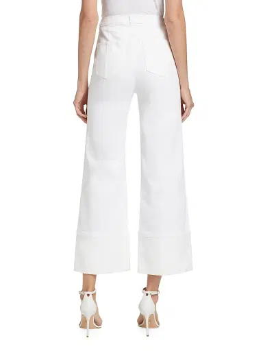 Cinq à Sept Women's Benji Twill Cotton-Blend Cuffed Flare Pants - White | Thumbnail 5 Cinq à Sept Women's Benji Twill Cotton-Blend Cuffed Flare Pants - White | Thumbnail 5