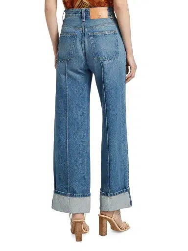 Ulla Johnson Women's The Genevieve High-Rise Wide-Leg Jeans - Danube Medium Indigo Wash - Size 30 | Thumbnail 5 Ulla Johnson Women's The Genevieve High-Rise Wide-Leg Jeans - Danube Medium Indigo Wash - Size 30 | Thumbnail 5