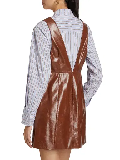 Cinq à Sept Women's Tade Layered Faux Leather Minidress - Smoked Paprika Iris Storm | Thumbnail 5 Cinq à Sept Women's Tade Layered Faux Leather Minidress - Smoked Paprika Iris Storm | Thumbnail 5