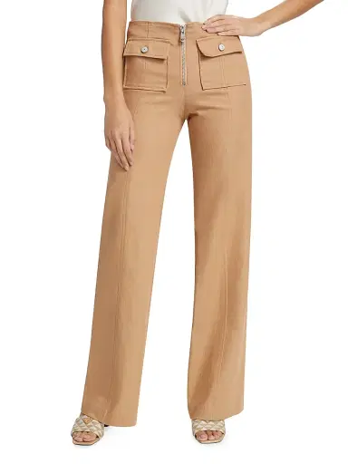 Cinq à Sept Women's Azure Cotton-Blend Zip Pants - Sahara | Thumbnail 3 Cinq à Sept Women's Azure Cotton-Blend Zip Pants - Sahara | Thumbnail 3